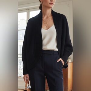 100% Pure Cashmere Talbots Open-Front Cardigan – Black – Size L